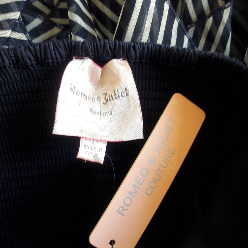 NEW Romeo Juliet Couture Dress Cocktail Ruffled Smocked Back Adj Straps  L - Picture 5 of 7